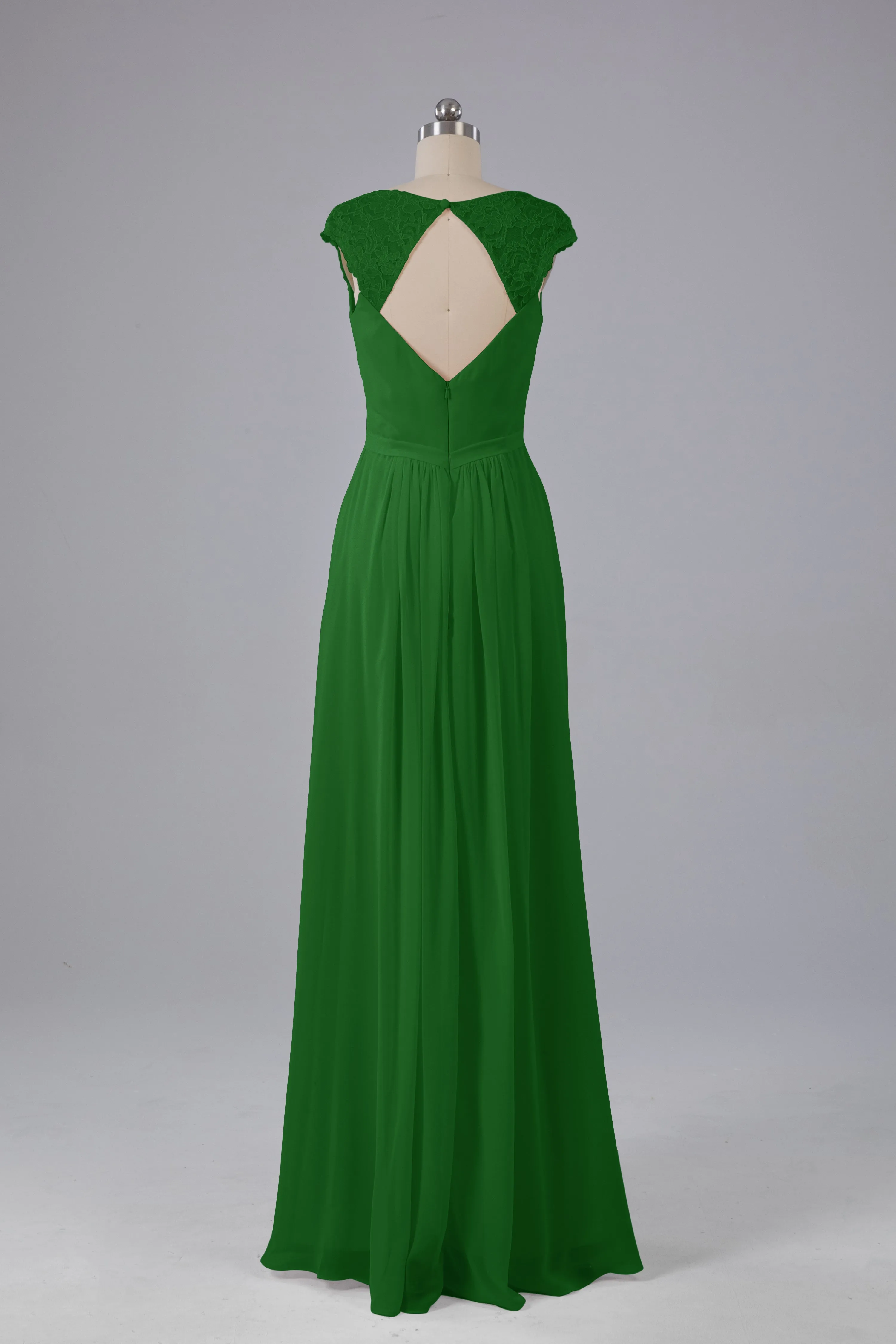 Simple Cap Sleeves Chiffon Floor Length Bridesmaid Dresses