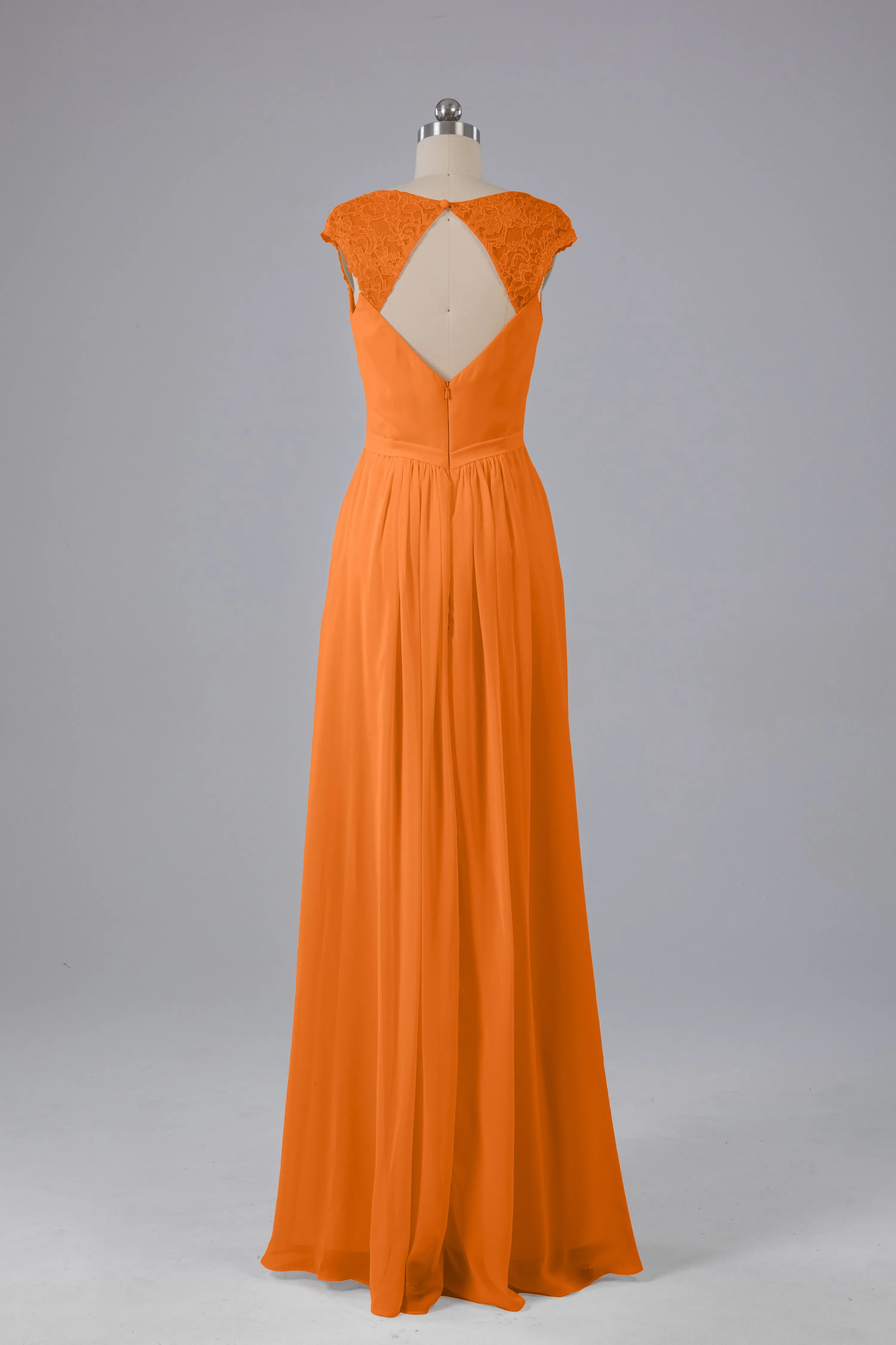 Simple Cap Sleeves Chiffon Floor Length Bridesmaid Dresses