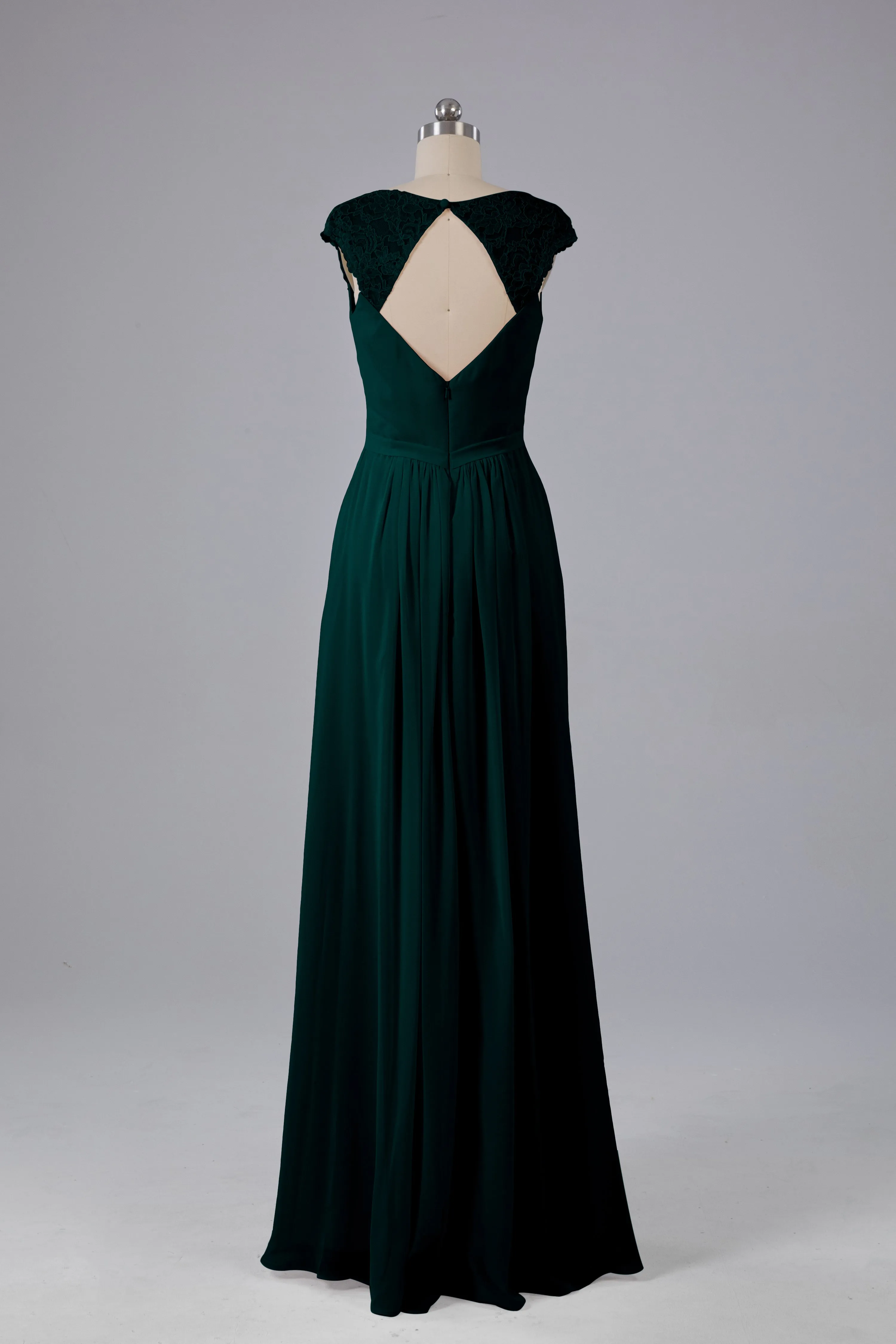 Simple Cap Sleeves Chiffon Floor Length Bridesmaid Dresses