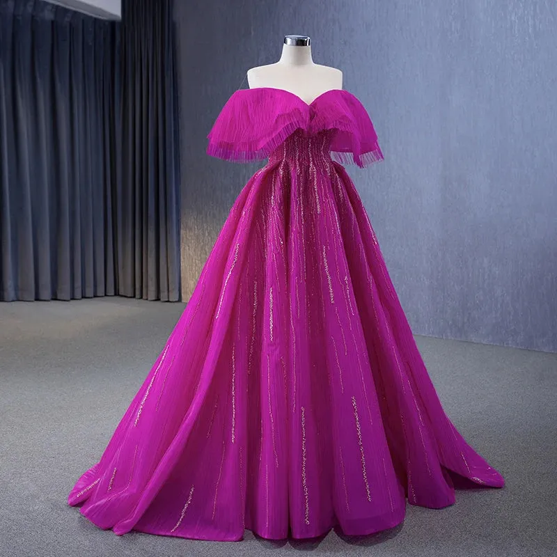 Simple Floor Length Evening Dresses Short Sleeves Pleat Long Prom Dresses