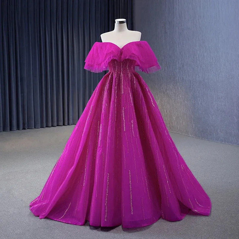 Simple Floor Length Evening Dresses Short Sleeves Pleat Long Prom Dresses