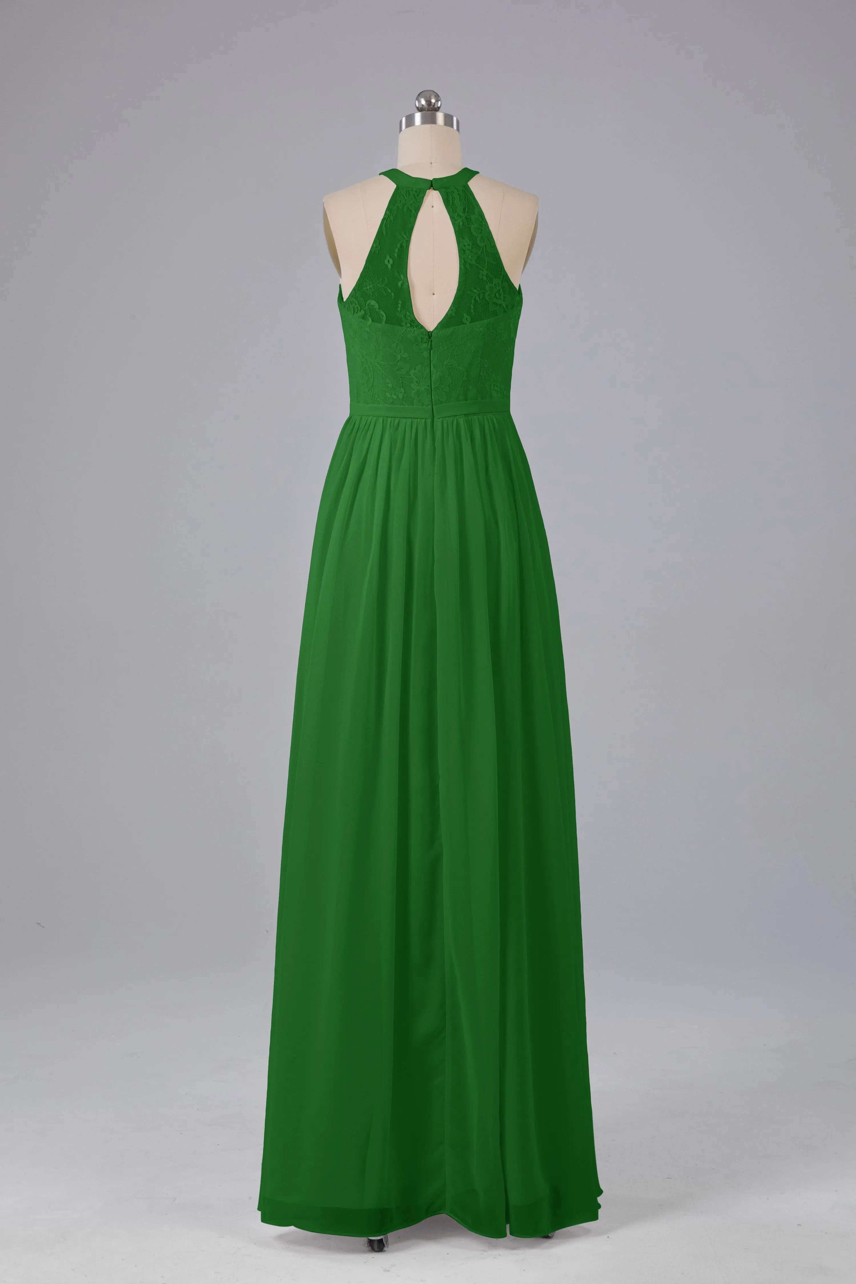 Simple Halter Lace Long Bridesmaid Dresses with Split