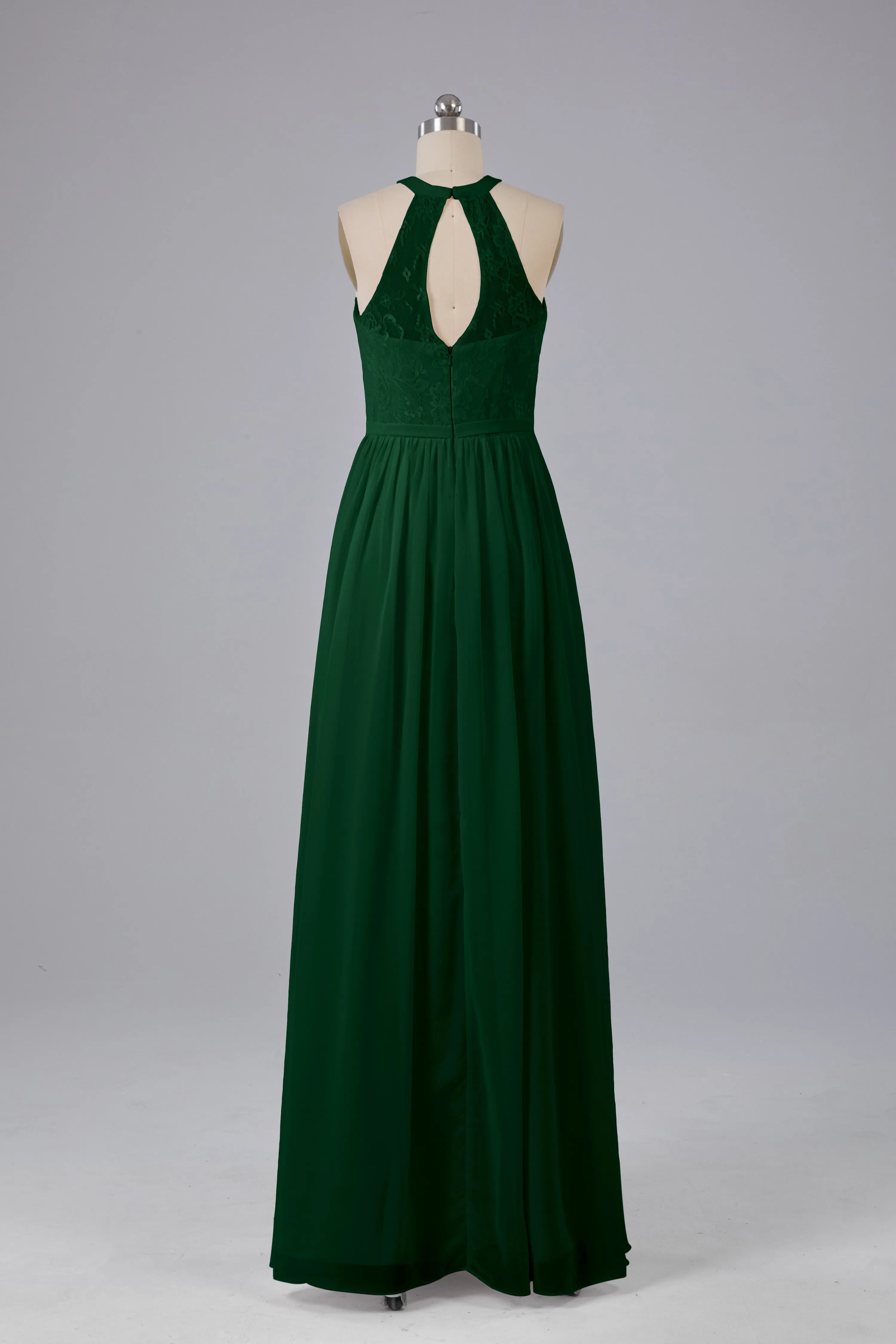 Simple Halter Lace Long Bridesmaid Dresses with Split