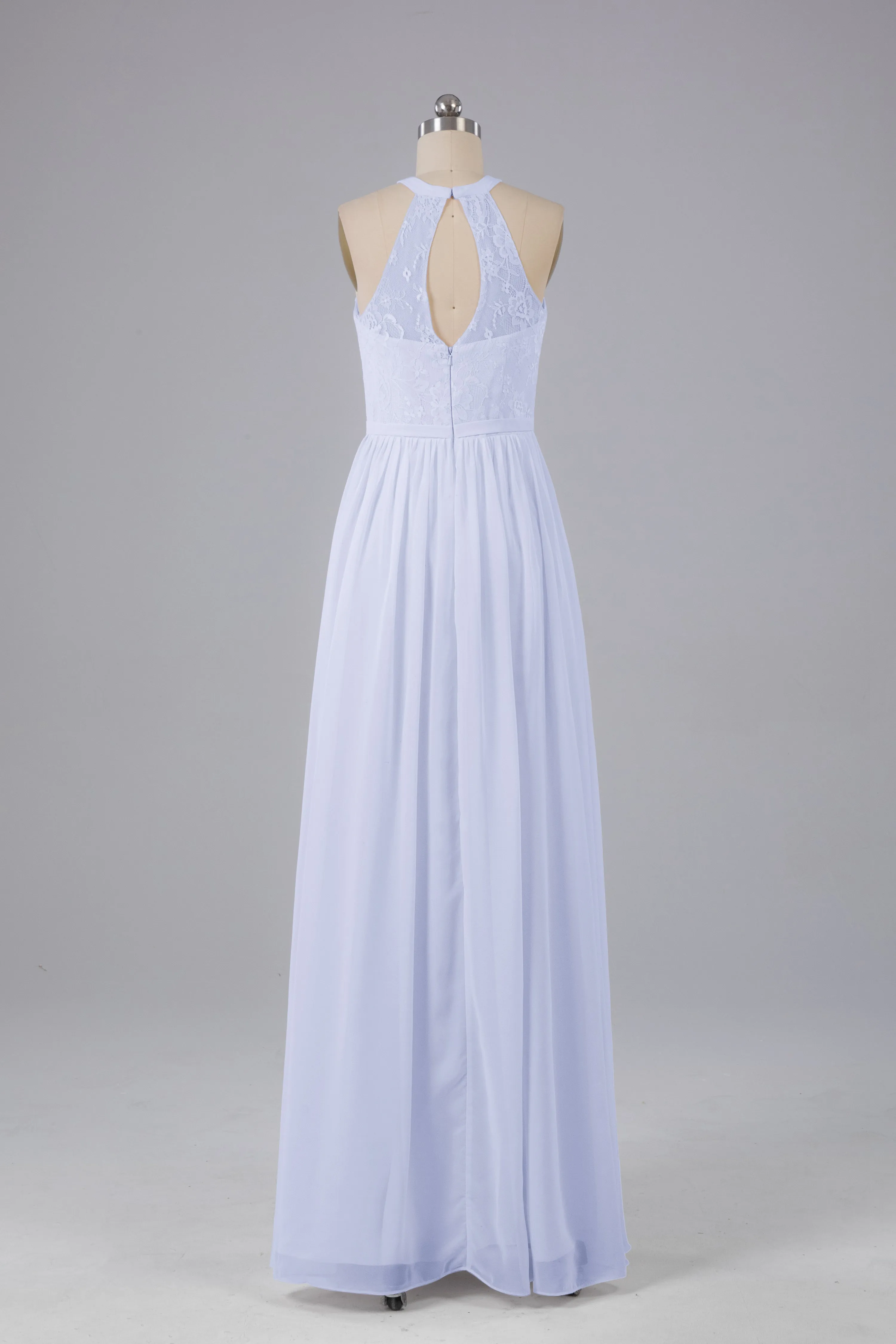 Simple Halter Lace Long Bridesmaid Dresses with Split