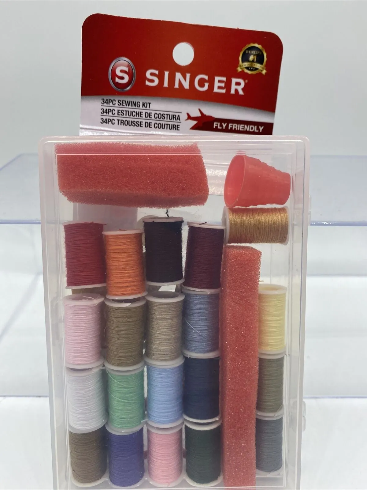 SINGER SET 00279 34pc Sewing Kit Travel Box Thread Scissor Needle Tape Measure￼￼