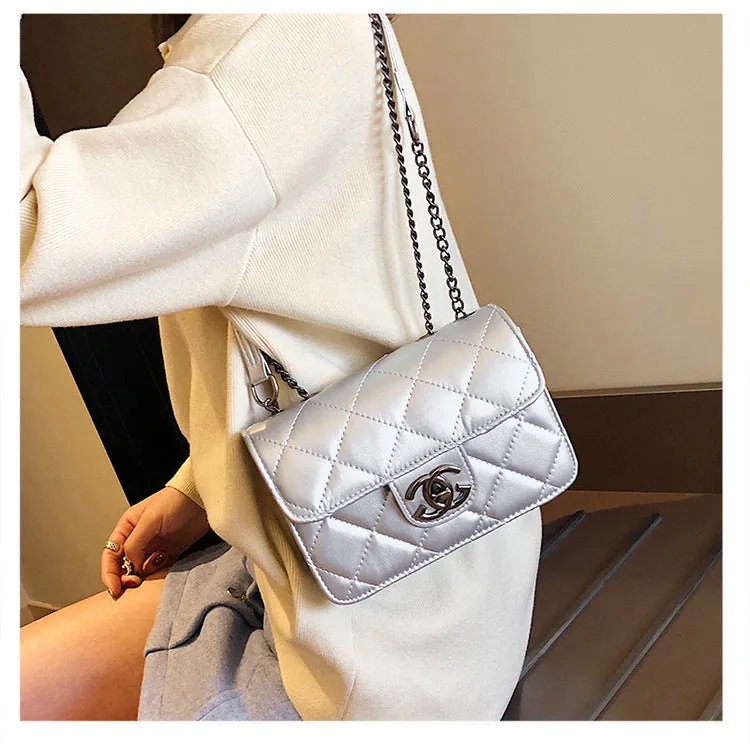 Slouchy Women's Chain Female Embroidered Line Crossbody Bags
