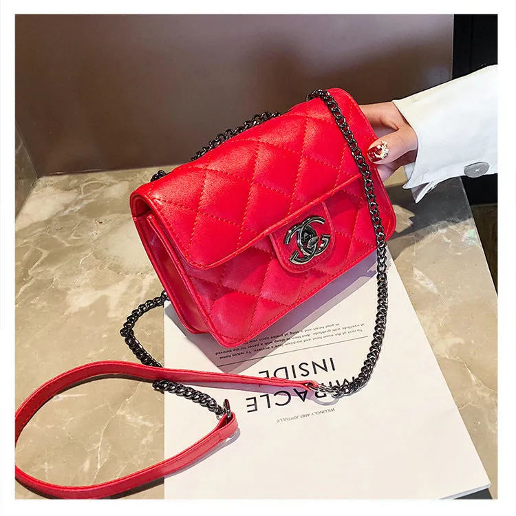 Slouchy Women's Chain Female Embroidered Line Crossbody Bags