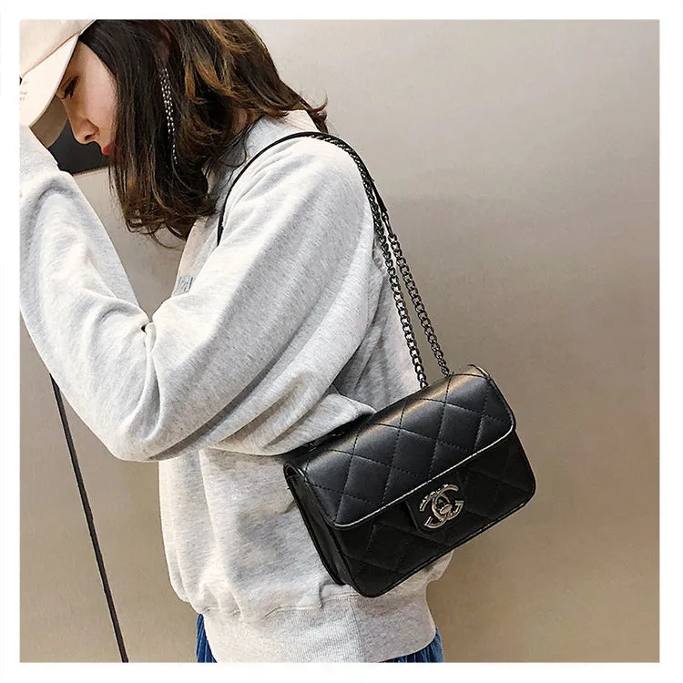 Slouchy Women's Chain Female Embroidered Line Crossbody Bags