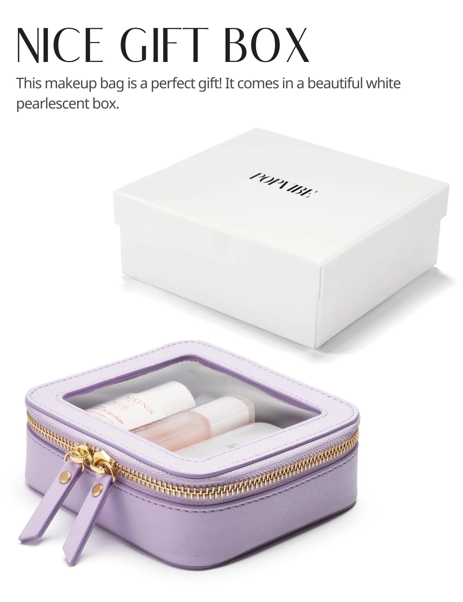 Small Cosmetic Bag for Purse Mini Makeup Bag for School Cute Clear Make Up Pouch for Travel Tiny Leather Purple Make Up Organizer Case for Backpack Toiletry Bag Waterproof Square Pouch with Zipper