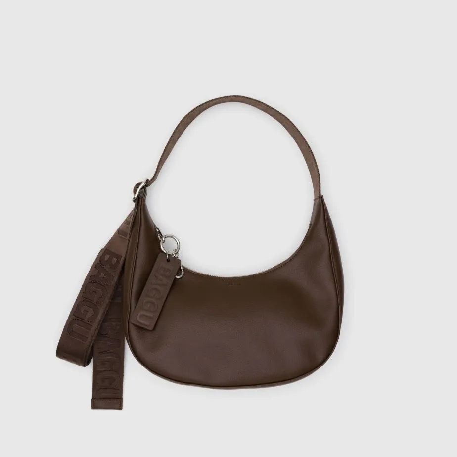 Small Recycled Leather Crescent Bag