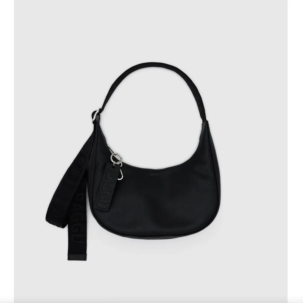 Small Recycled Leather Crescent Bag
