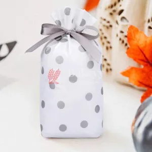 Small Silver Big Dots Plastic Stand Up Treat Favor Bags Gift Wrapper Bags for Candy Cookie Chocolate | Pack of 25