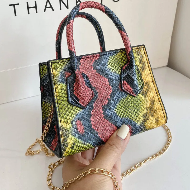 Snakeskin Pattern Chains Mini Bag