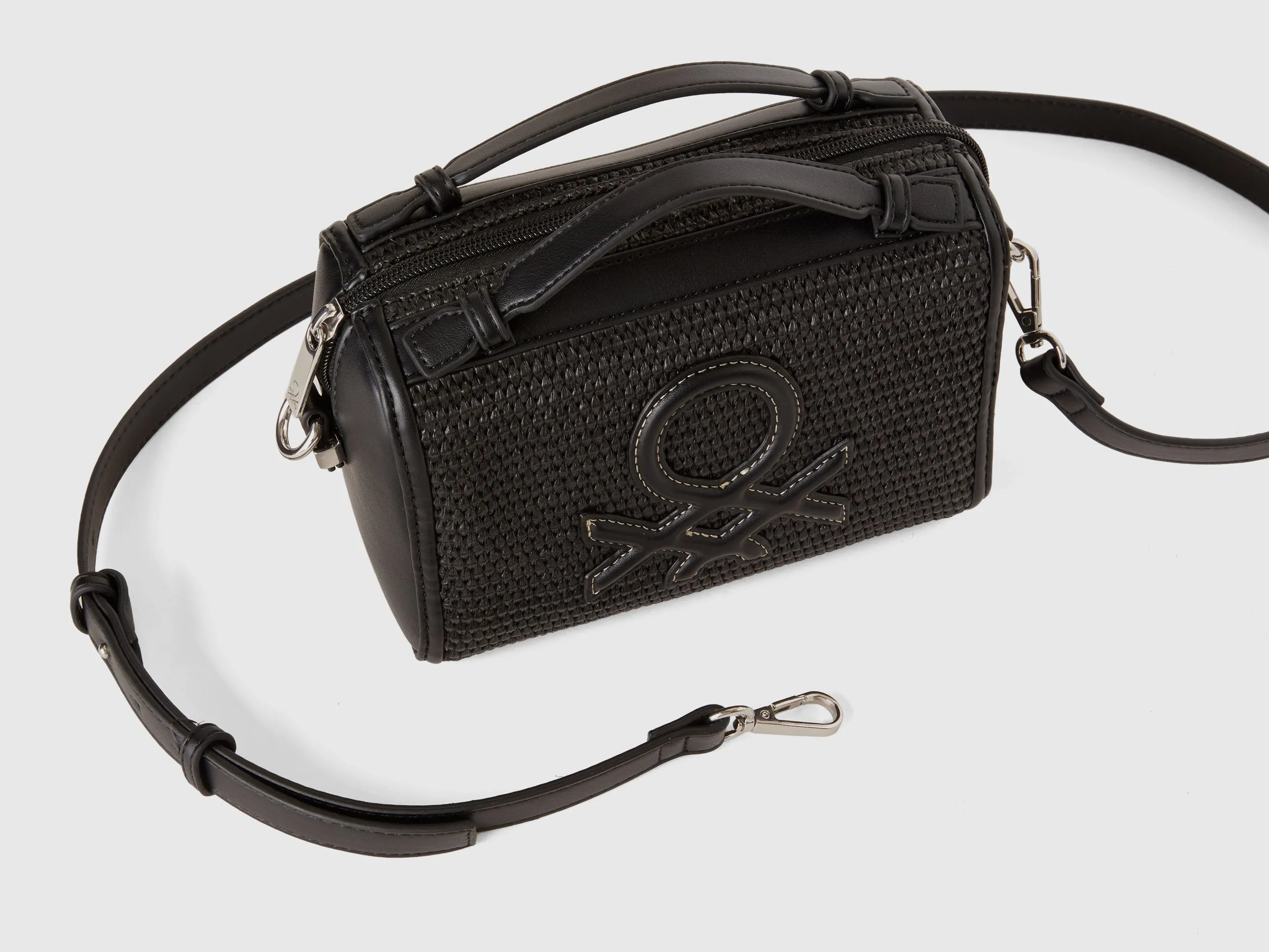 Solid Cotton Blend Zipper Sling Bag
