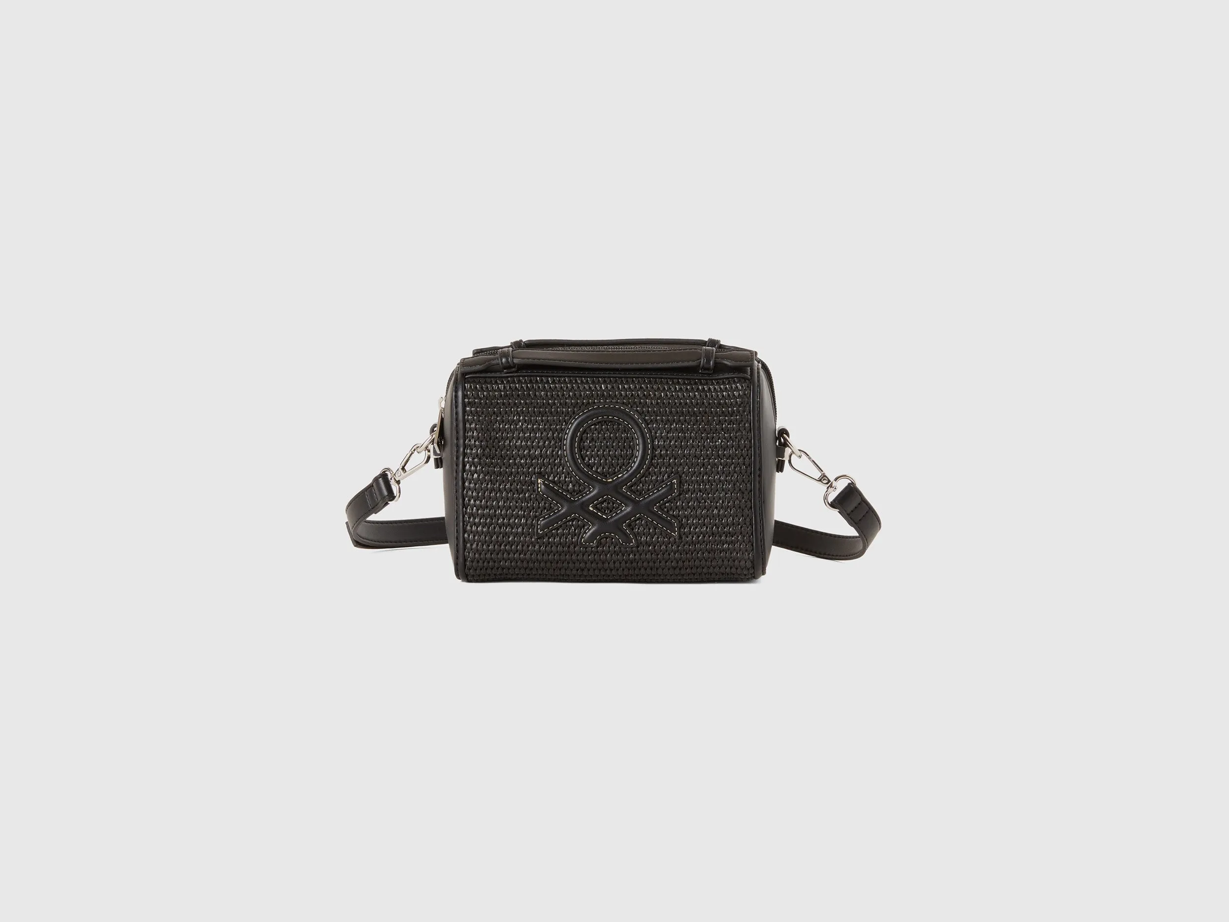 Solid Cotton Blend Zipper Sling Bag