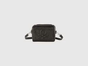 Solid Cotton Blend Zipper Sling Bag
