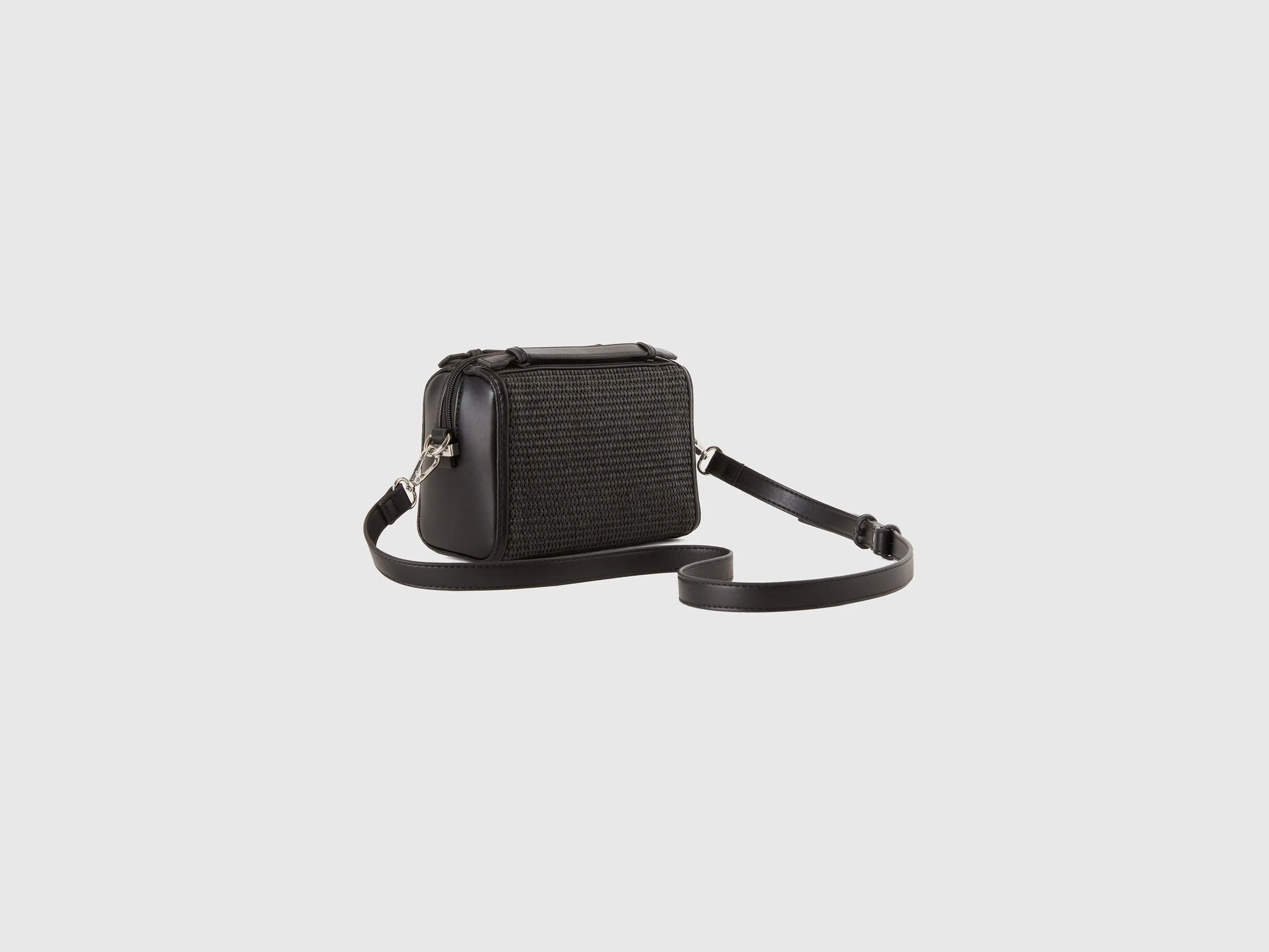 Solid Cotton Blend Zipper Sling Bag
