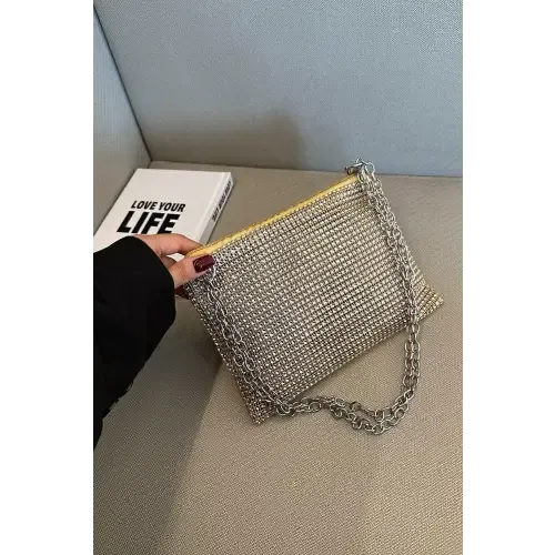 Sparkle with Yeppi Rhinestone Polyester Chain Crossbody Bags