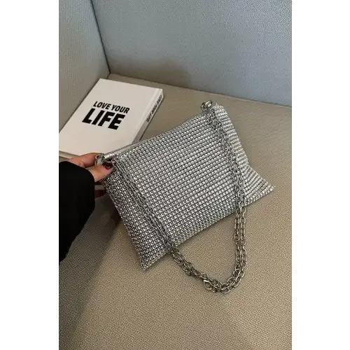Sparkle with Yeppi Rhinestone Polyester Chain Crossbody Bags
