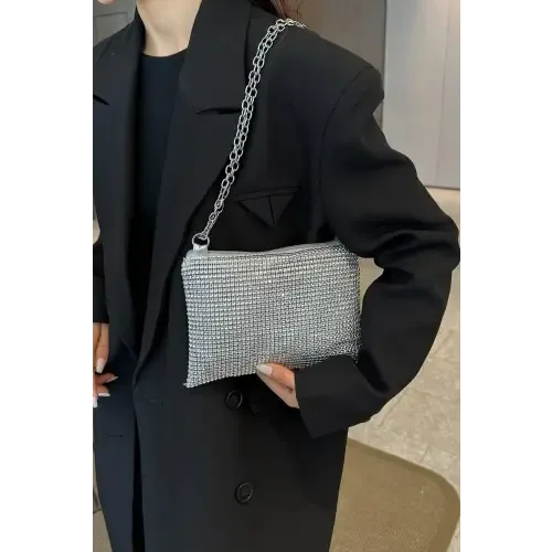 Sparkle with Yeppi Rhinestone Polyester Chain Crossbody Bags