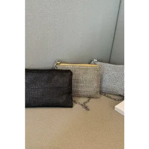 Sparkle with Yeppi Rhinestone Polyester Chain Crossbody Bags