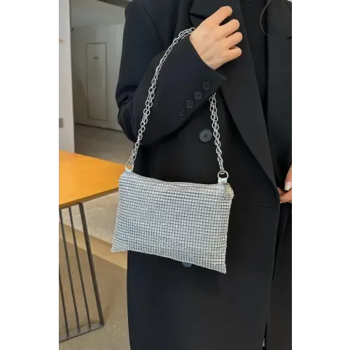 Sparkle with Yeppi Rhinestone Polyester Chain Crossbody Bags