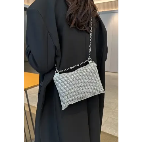 Sparkle with Yeppi Rhinestone Polyester Chain Crossbody Bags