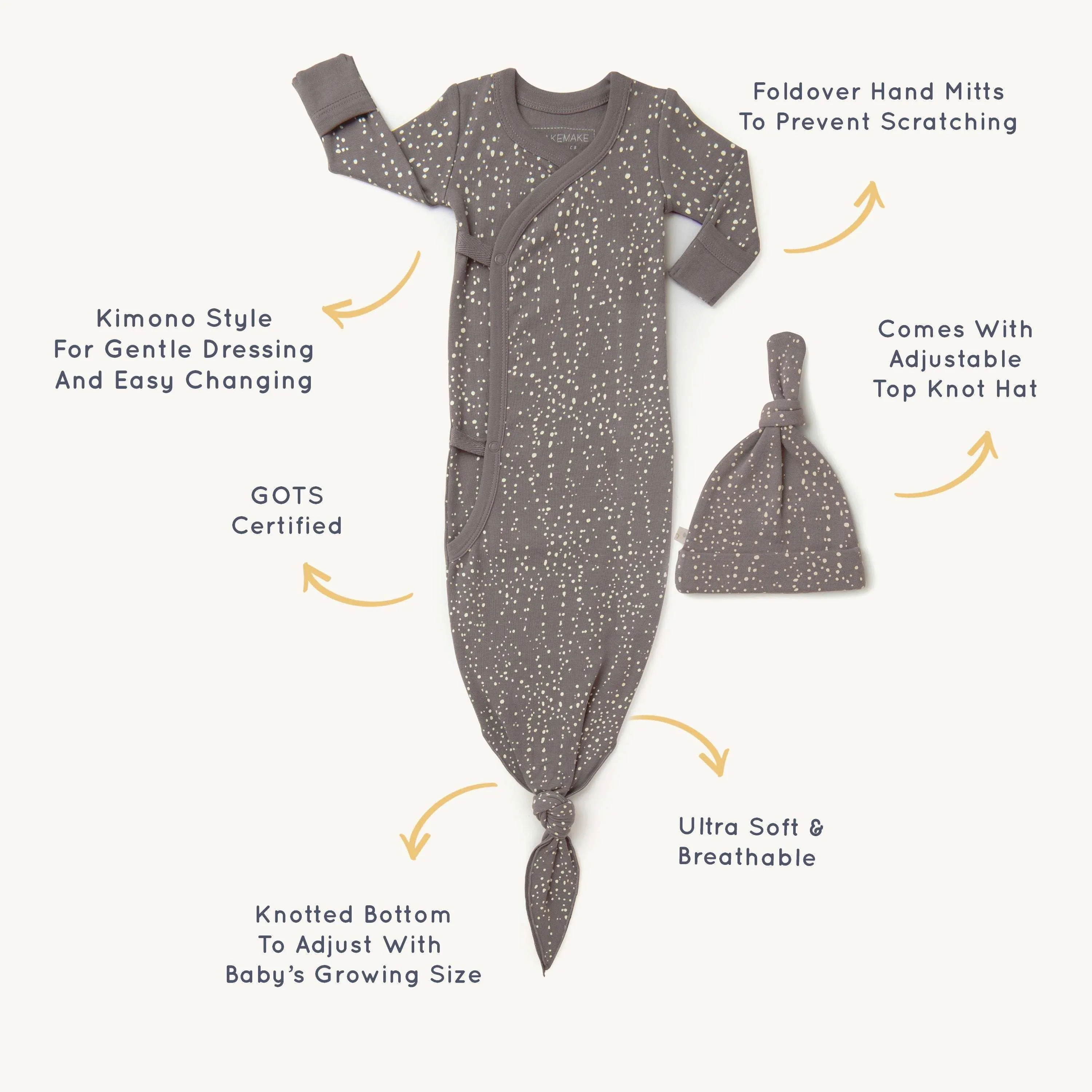 Speckle | Organic Baby Sleep Gown Knotted