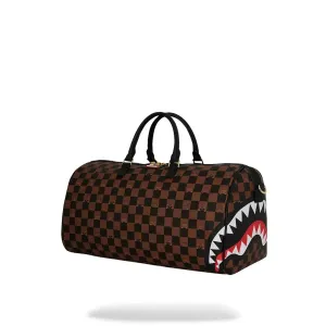 SprayGround Men Peeking Character Check Emperor Duffle Spring 2025 Duffel (Brown Black)
