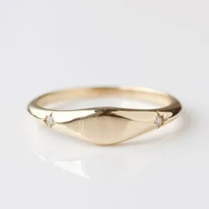Star Set Diamond Signet Ring