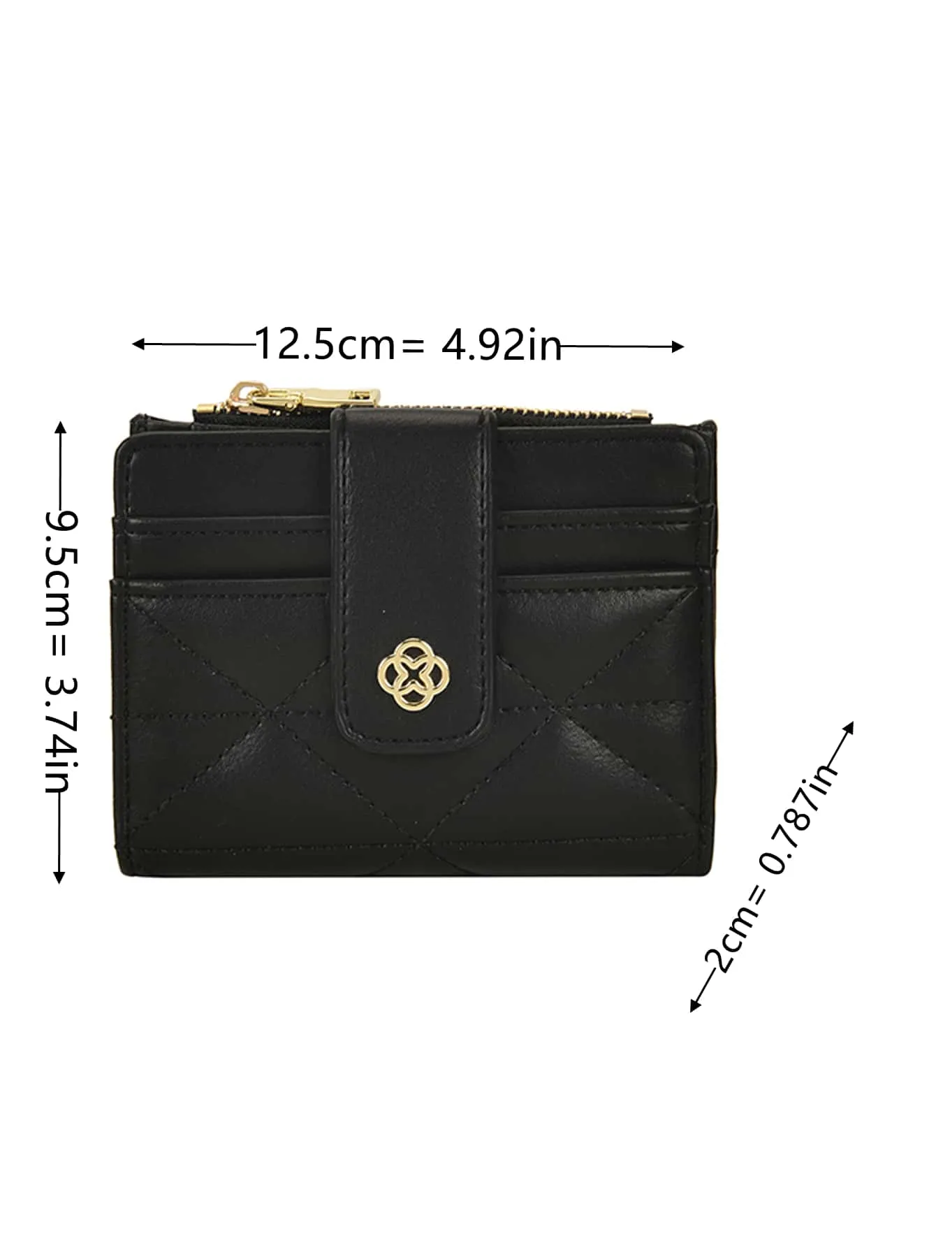 Stitch & Metal Detail Small Wallet - Black