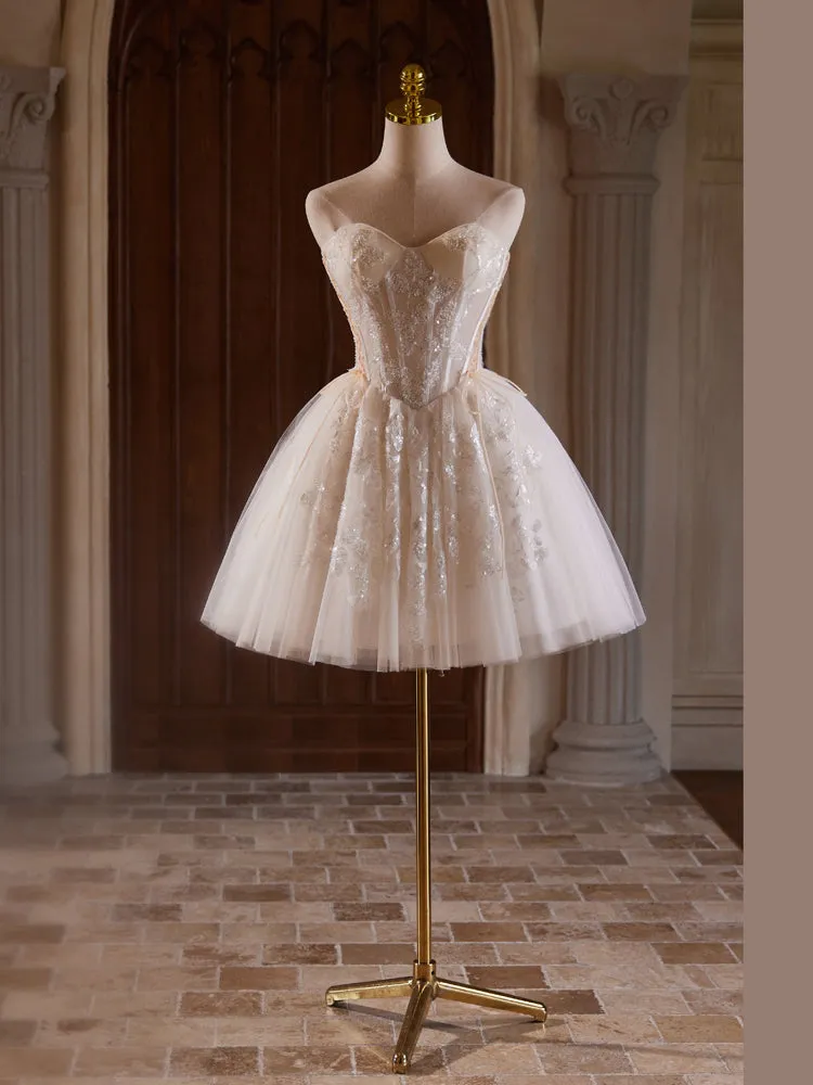 Strapless Sweetheart Ivory Short Homecoming Dresses