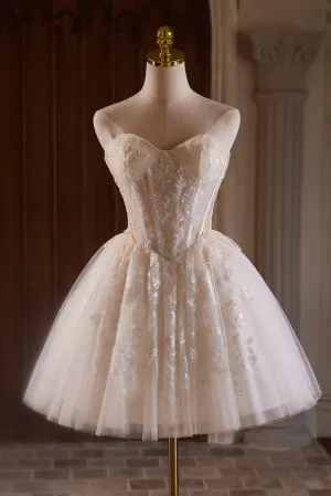 Strapless Sweetheart Ivory Short Homecoming Dresses