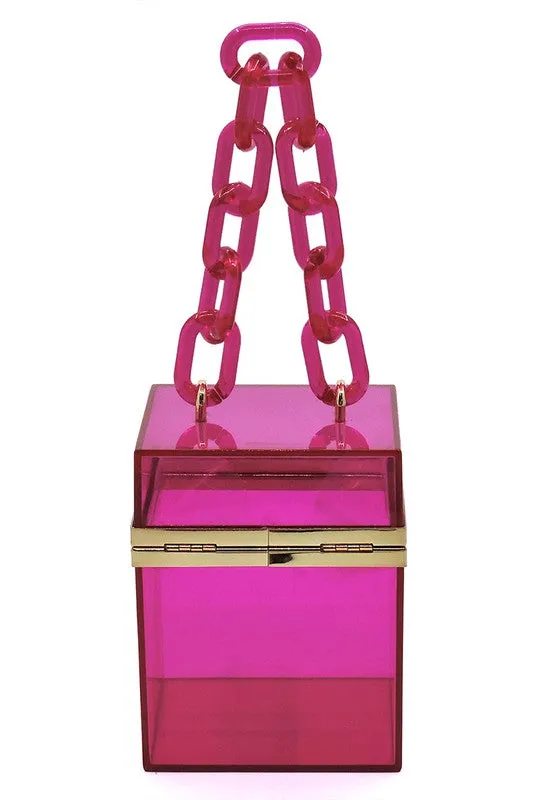Stylish See-Through Acrylic Chain Crossbody Clutch