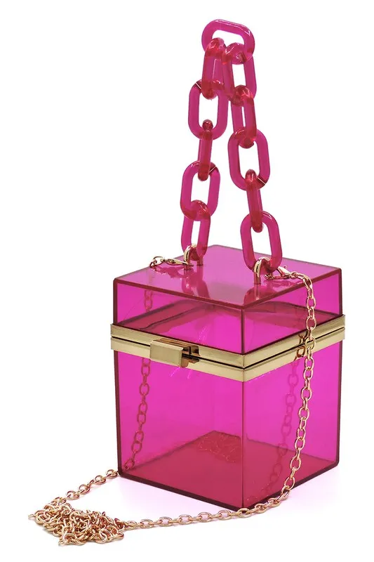 Stylish See-Through Acrylic Chain Crossbody Clutch
