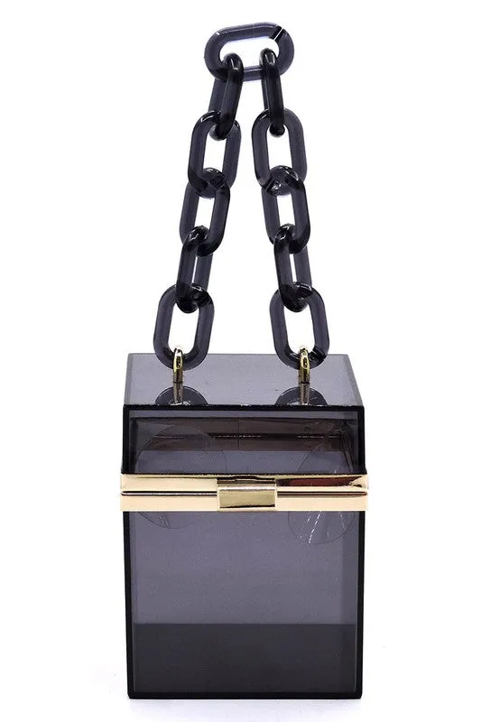 Stylish See-Through Acrylic Chain Crossbody Clutch
