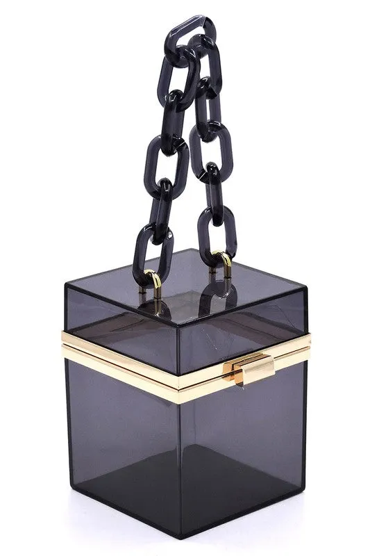 Stylish See-Through Acrylic Chain Crossbody Clutch