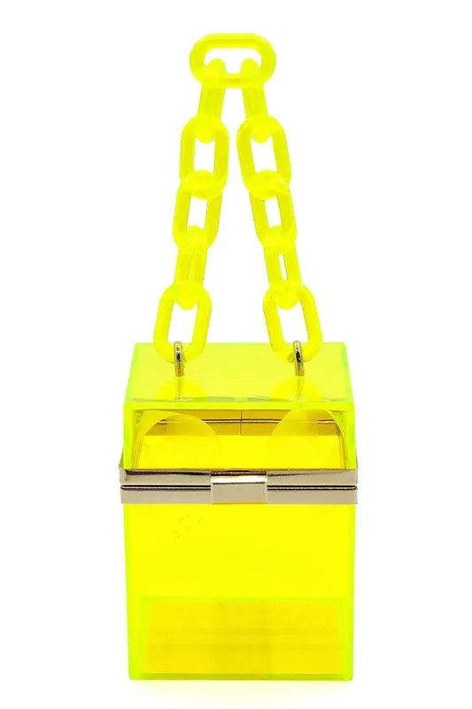 Stylish See-Through Acrylic Chain Crossbody Clutch