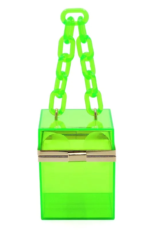Stylish See-Through Acrylic Chain Crossbody Clutch