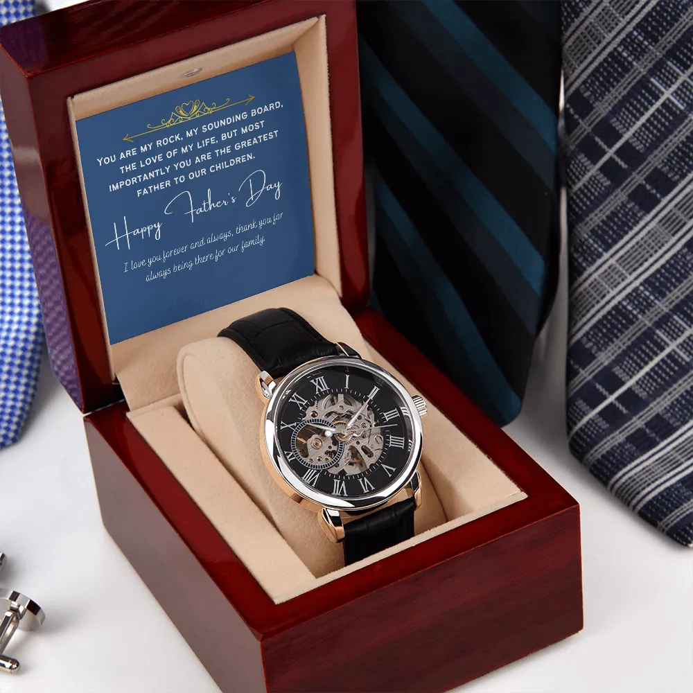 To My Husband - Happy Father's Day | Luxury Openface Men's Watch With Genuine Leather Band