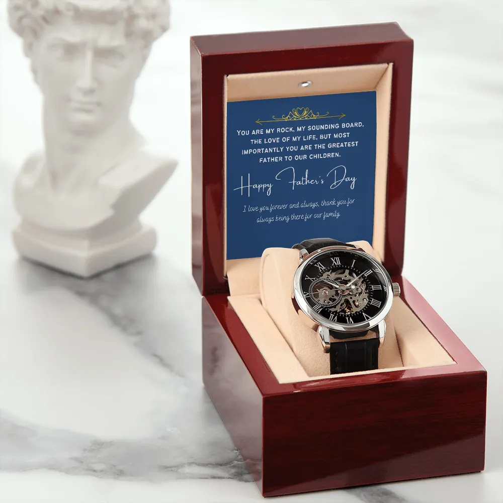 To My Husband - Happy Father's Day | Luxury Openface Men's Watch With Genuine Leather Band