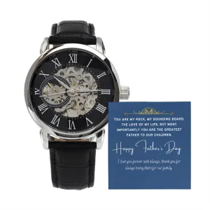 To My Husband - Happy Father's Day | Luxury Openface Men's Watch With Genuine Leather Band