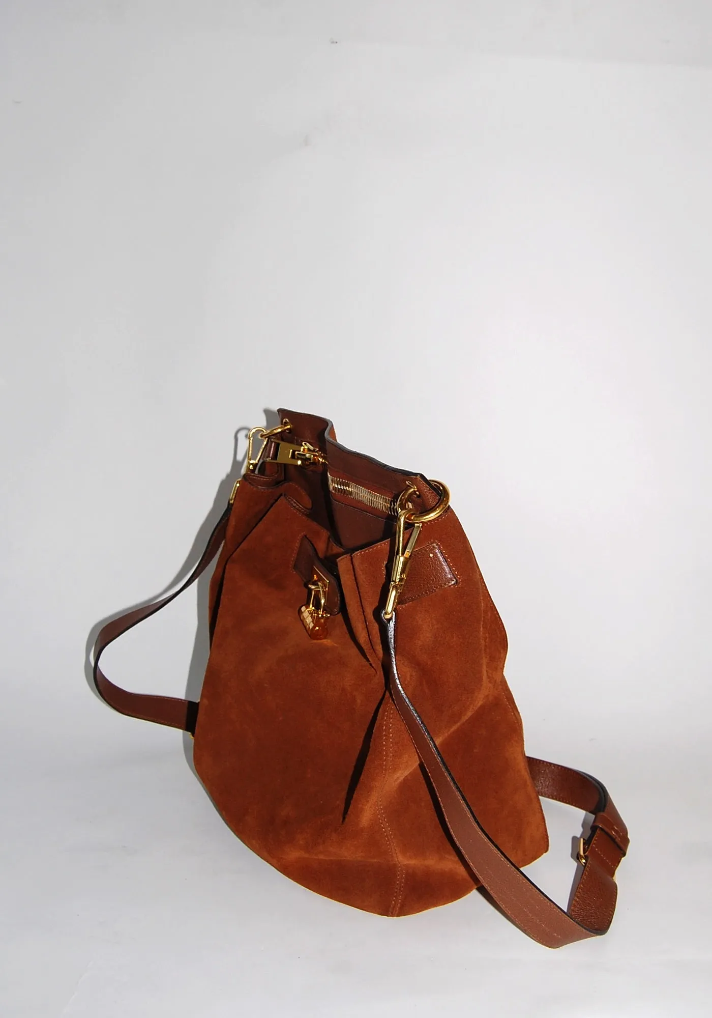 Tom Ford Brown Natasha Suede Convertible Backpack Bag