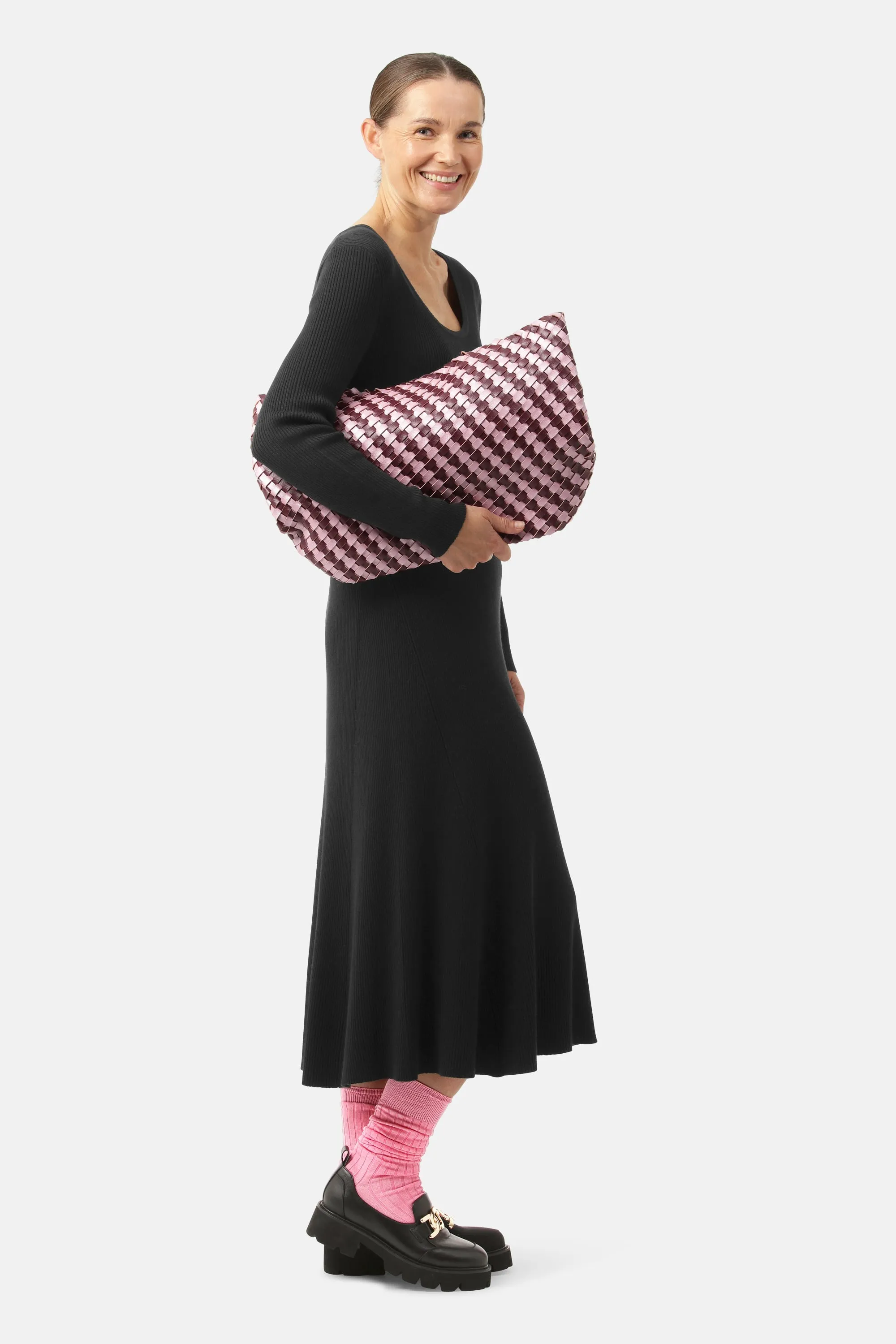 Tote Bag Flätad - Maroon Banner Rosy Pink