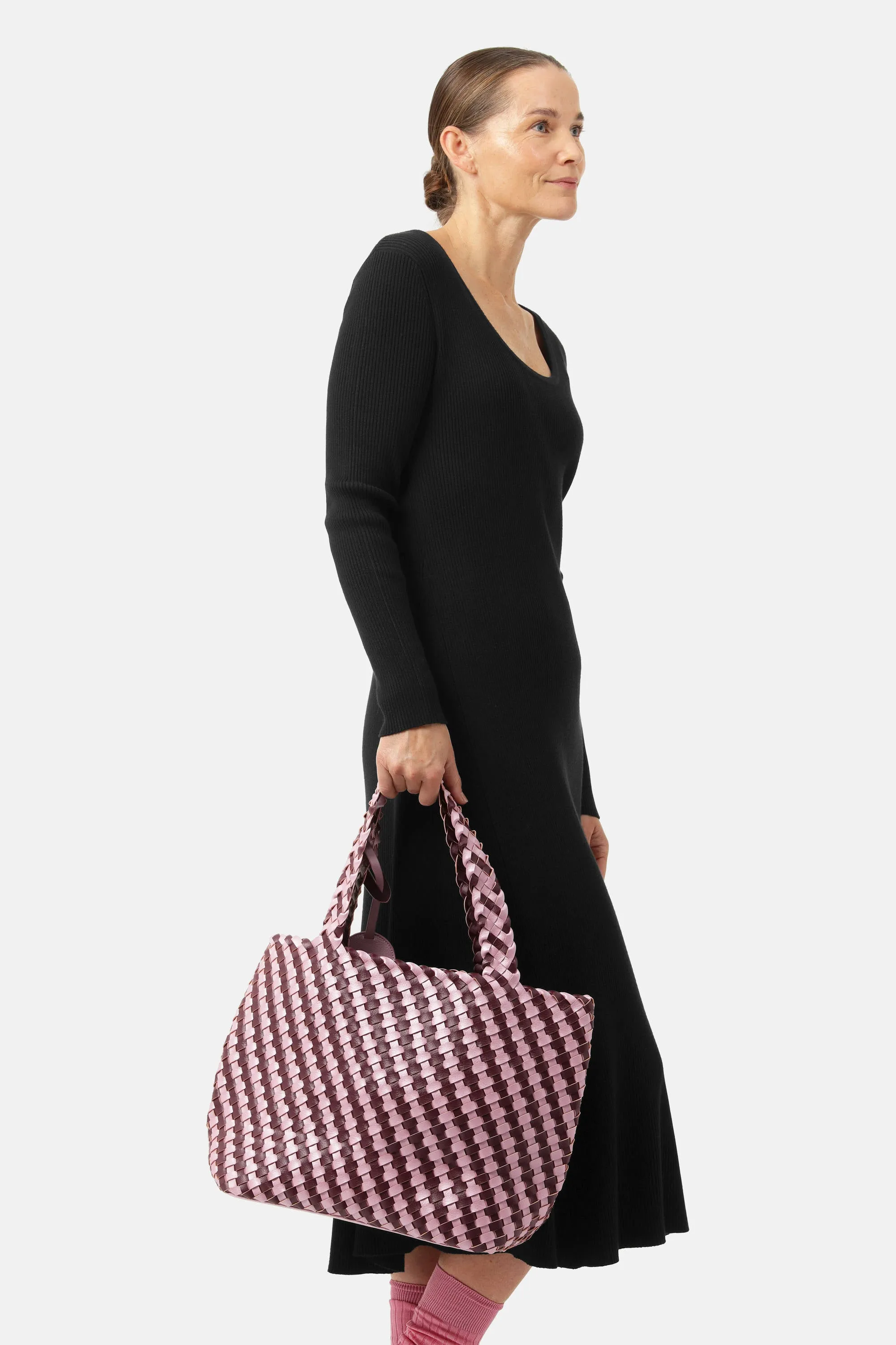 Tote Bag Flätad - Maroon Banner Rosy Pink