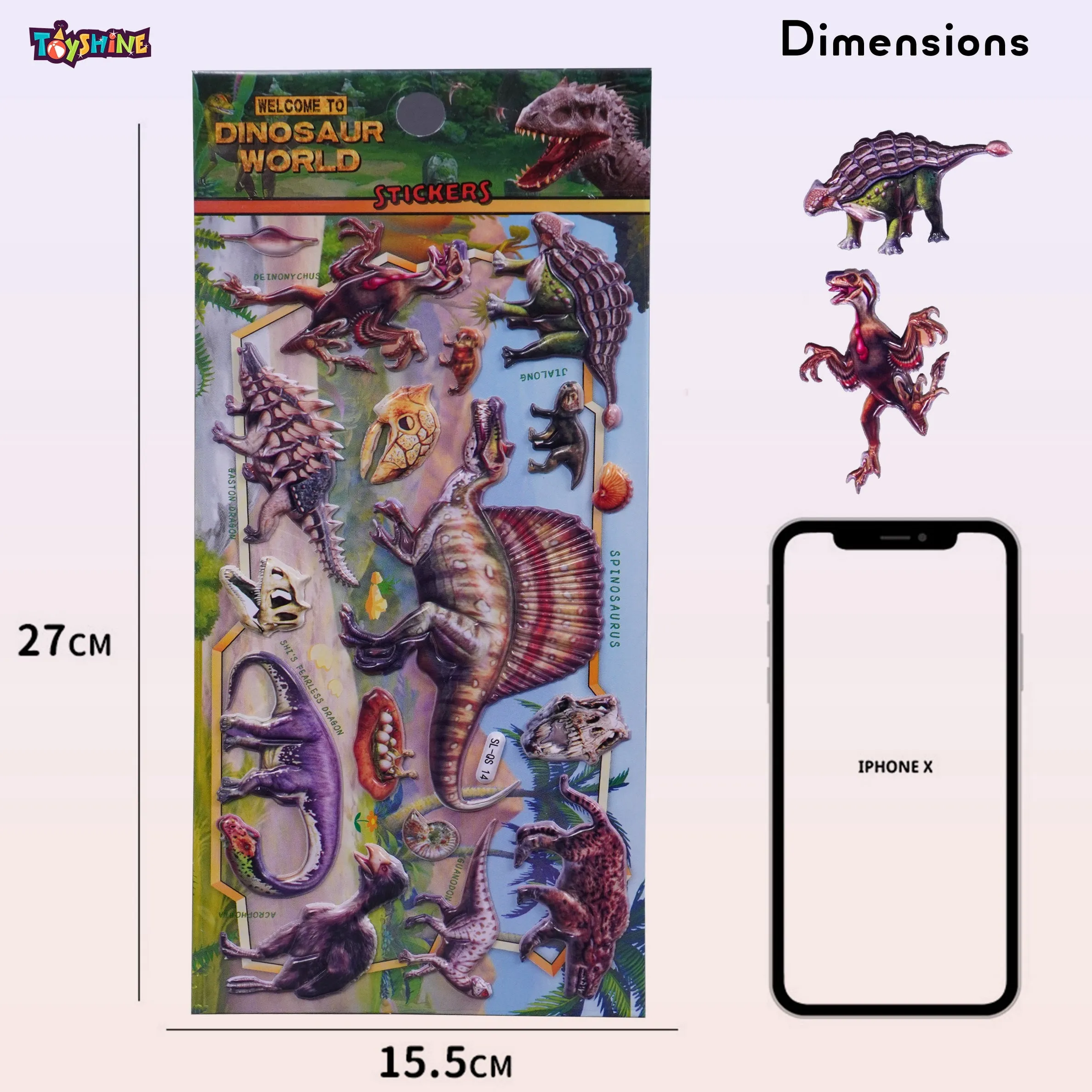 Toyshine 8 Sheets Puffy Dinosaur Stickers for Kids Toddlers Small 3D Bubble Dino Birth Egg Stickers- Reusable Foam Dinosaurs Stickers for Boys Girls Party Favors