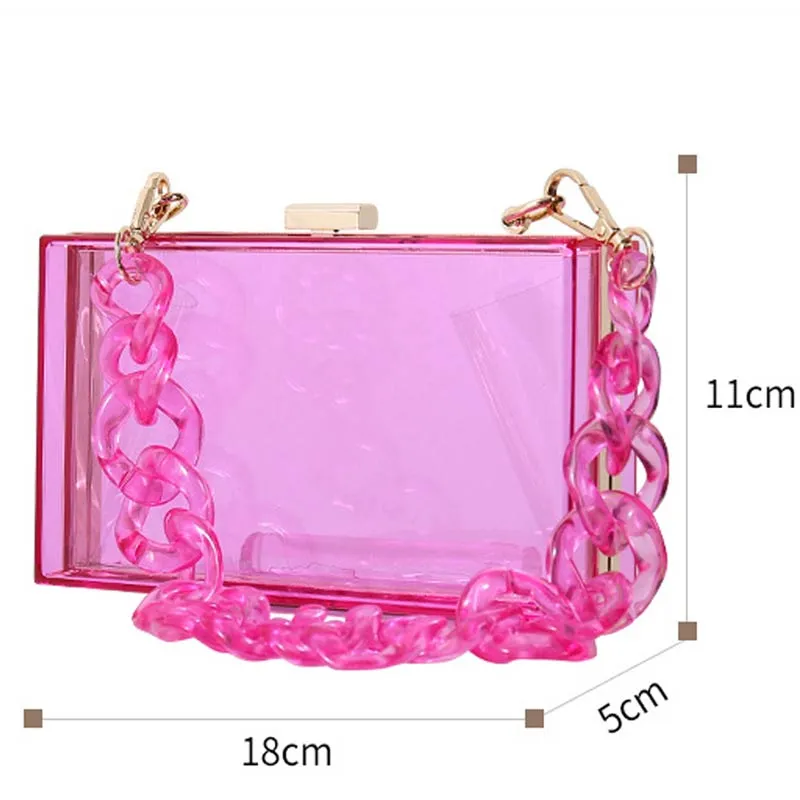Transparent Chains Decoration Acrylic Handbag