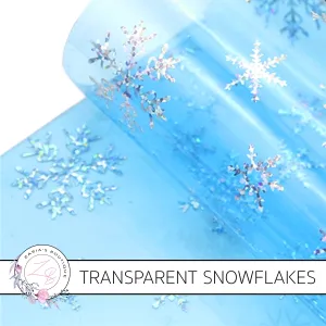 Transparent Hologram Snowflakes ~ Frozen Blue & Silver ~ Bow Making ~ Craft Fabric Sheets