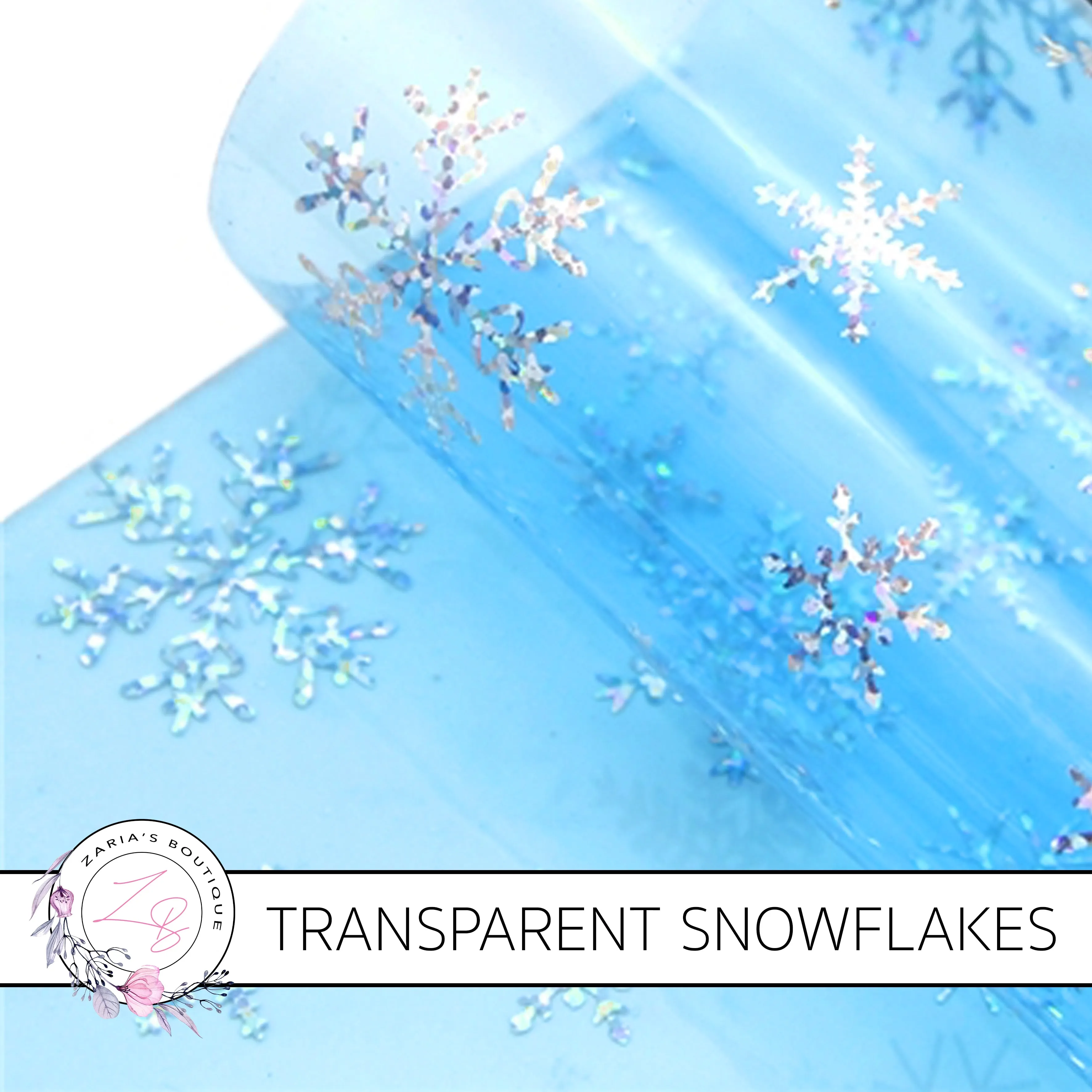 Transparent Hologram Snowflakes ~ Frozen Blue & Silver ~ Bow Making ~ Craft Fabric Sheets