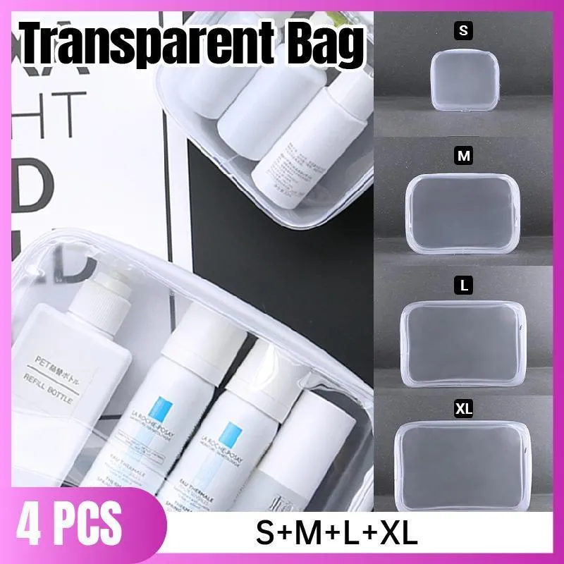 Transparent PVC Cosmetic Bag 4PCS